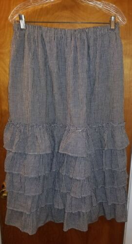 Vintage Black White Gingham Cottagecore Ruffle Maxi Skirt - Fresh Stock Dated February 2026