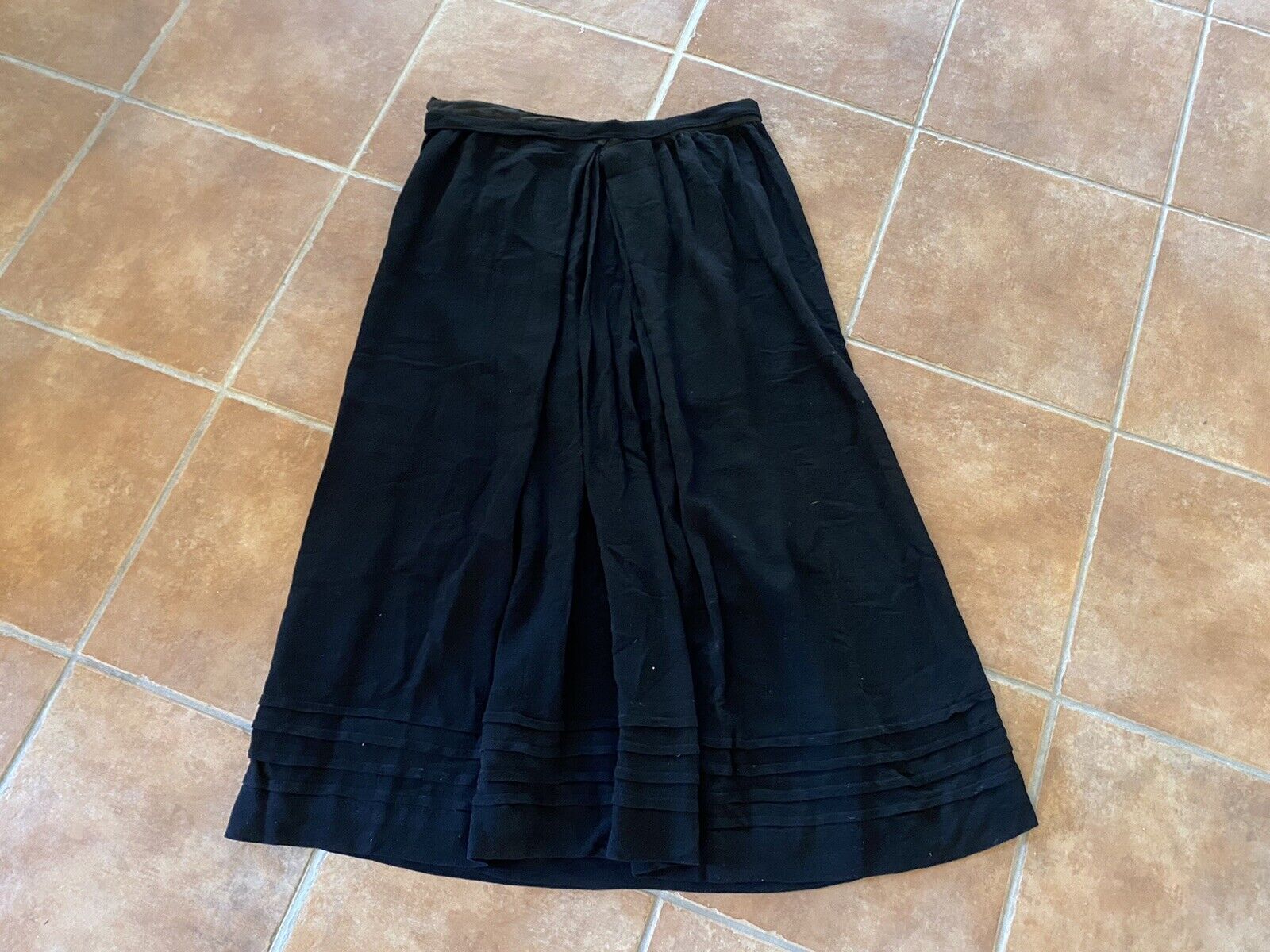 Antique Skirt Black Maxi Rayon Crepe Velvet Soutache XL - Fresh Stock Dated March 2026