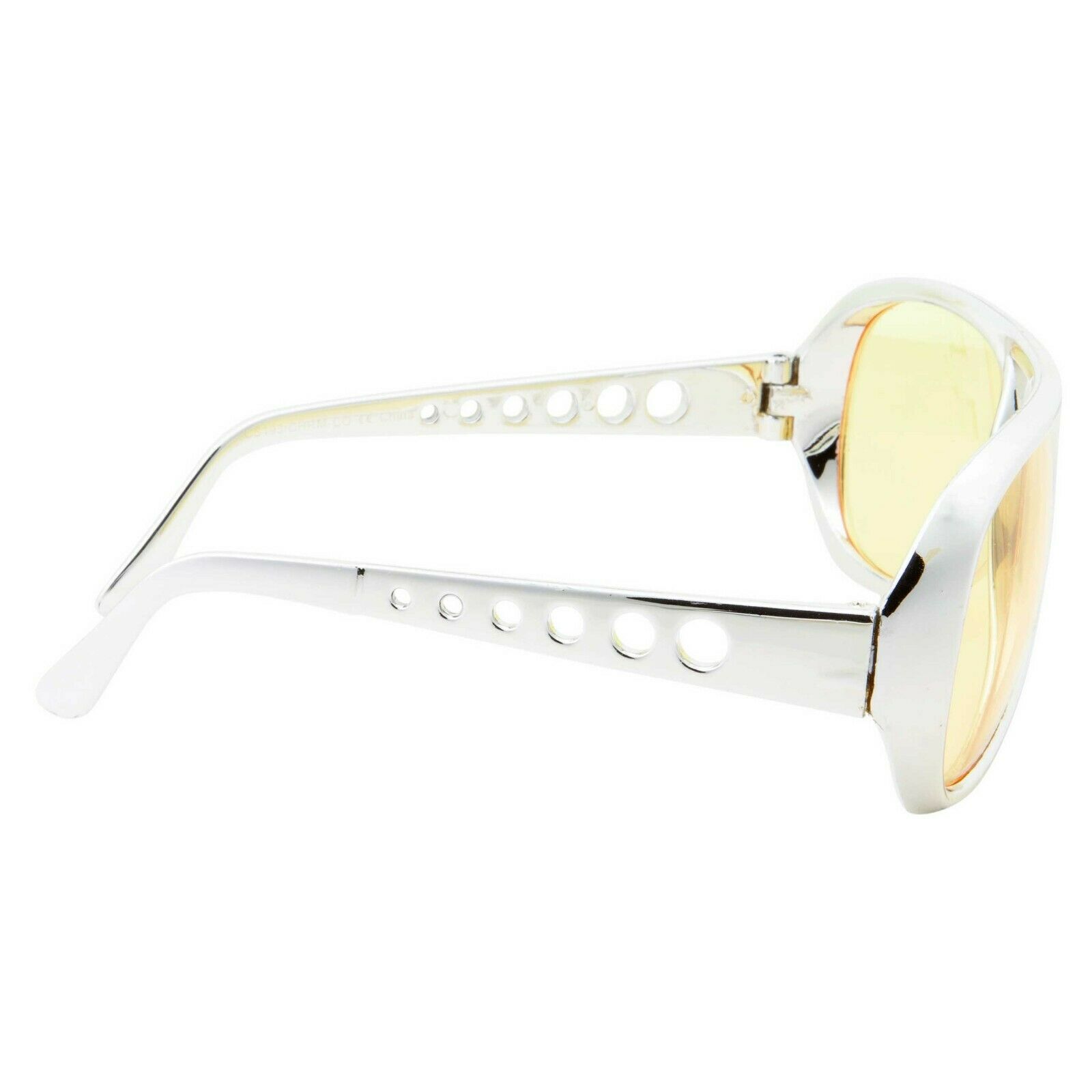 (Yellow) 50's 60's Rock Star Sunglasses Elvis Style Aviator Glasses Mens Costume - Fresh Stock Dated February 2026