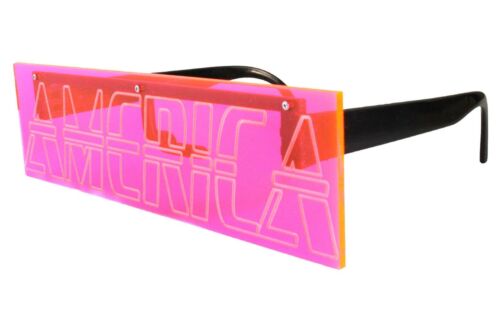 America Engraved Party Rave Festival Costume Futuristic Novelty Pink Sunglasses - Fresh Stock Dated February 2026