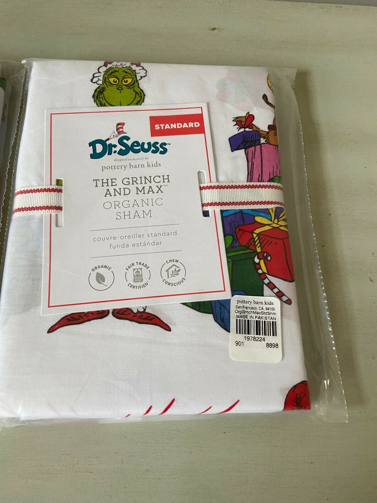 Pottery Barn kids Dr Seuss The  Grinch and max organic  shams standard  2 - Fresh Stock Dated December 2025