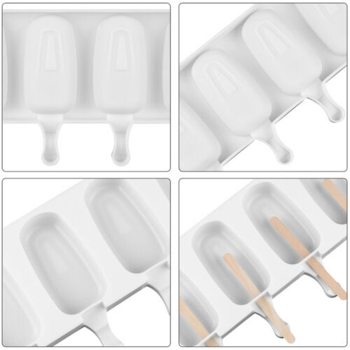 4 Cell Silicon Big Size Ice Cream Mold DIY Frozen Dessert Juice Popsicle Maker - Fresh Stock Dated December 2025