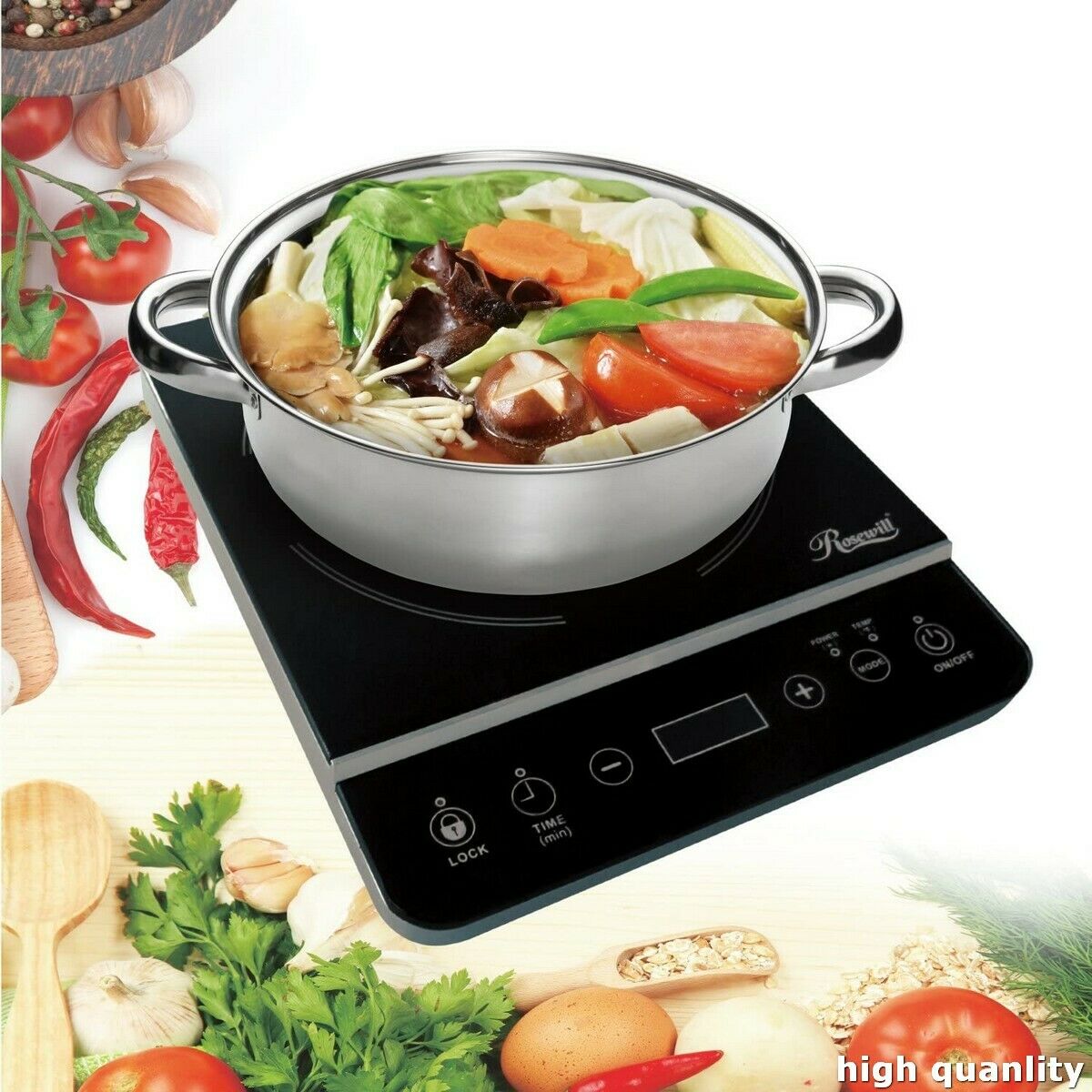 Induction Cooker 1800W, Electric Burner Stainless Steel Pot, RHAI-13001 - Fresh Stock Dated February 2026
