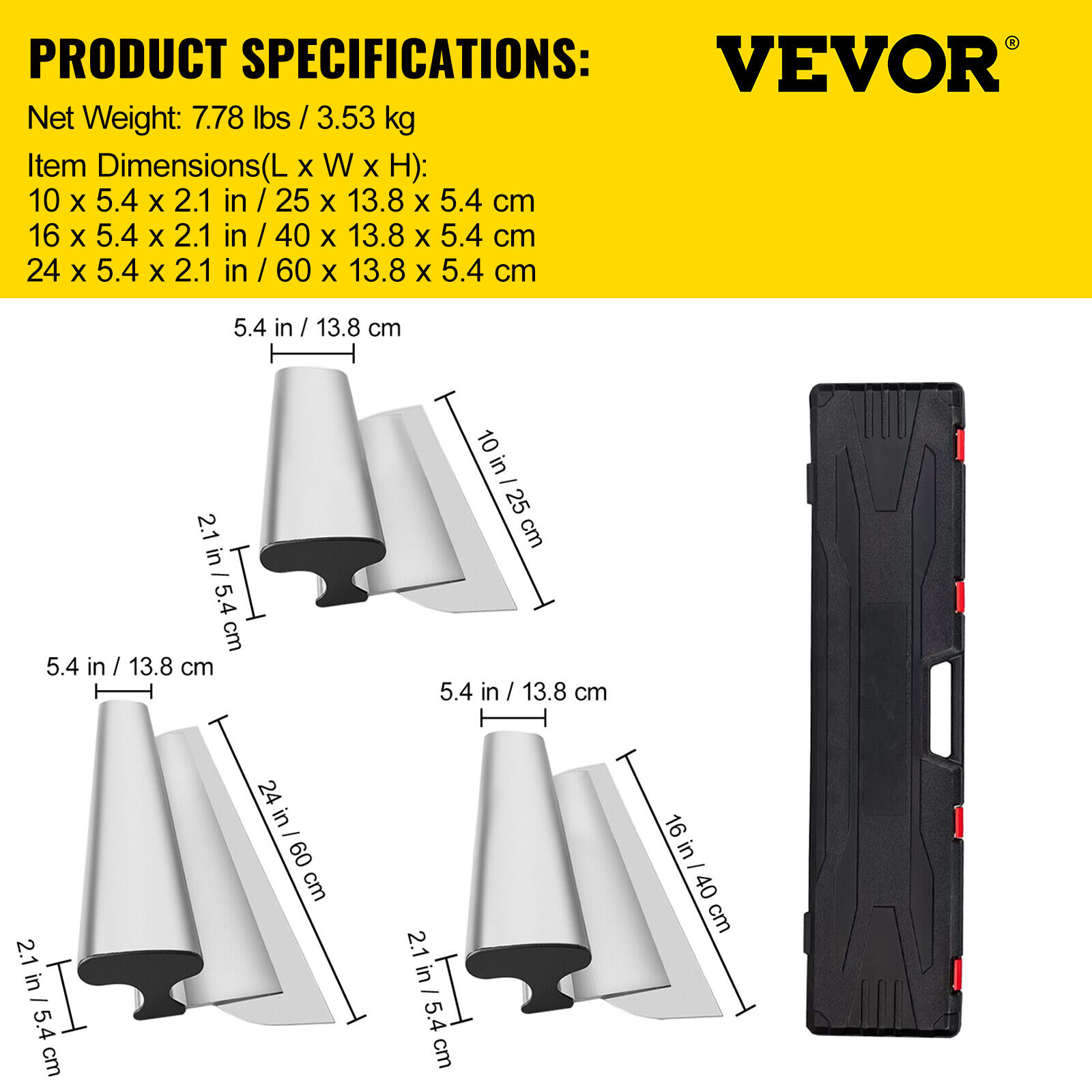 VEVOR 10+16+24in Drywall Skimming Blade Putty Knife Combo Finishing Trowel Tools - Fresh Stock Dated February 2026
