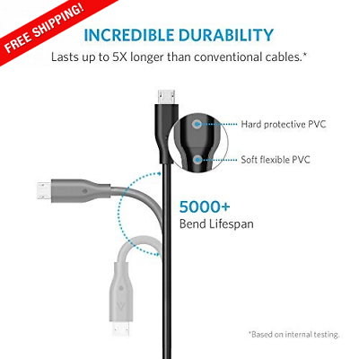 Anker [6-Pack Powerline Micro USB - Durable Charging Cable [Assorted Lengths] - Fresh Stock Dated February 2026