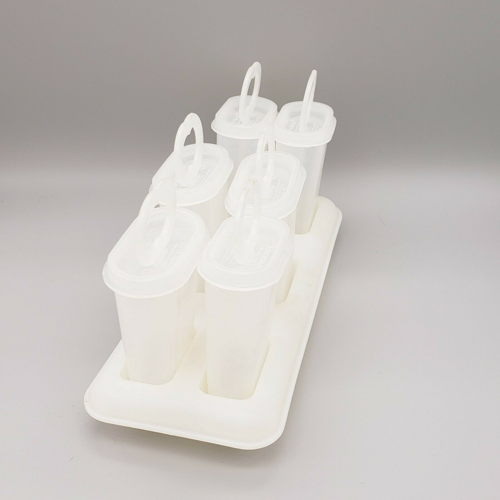 Vtg Tupperware Ice Tubs Set Popsicle Mold Freezer Tray White Clear Summer Treats - Fresh Stock Dated February 2026