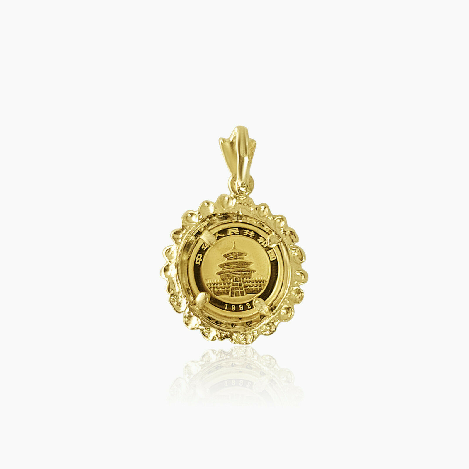 Diamond & Nugget Halo Panda Coin .999 Pendant 10k Yellow Gold - collectors coin - Fresh Stock Dated February 2026