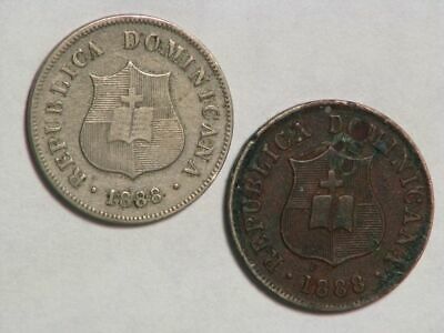 DOMINICAN REPUBLIC 1888A & 1888HH 2 1/2 Cents - Lot of 2 Coins - Fresh Stock Dated December 2025
