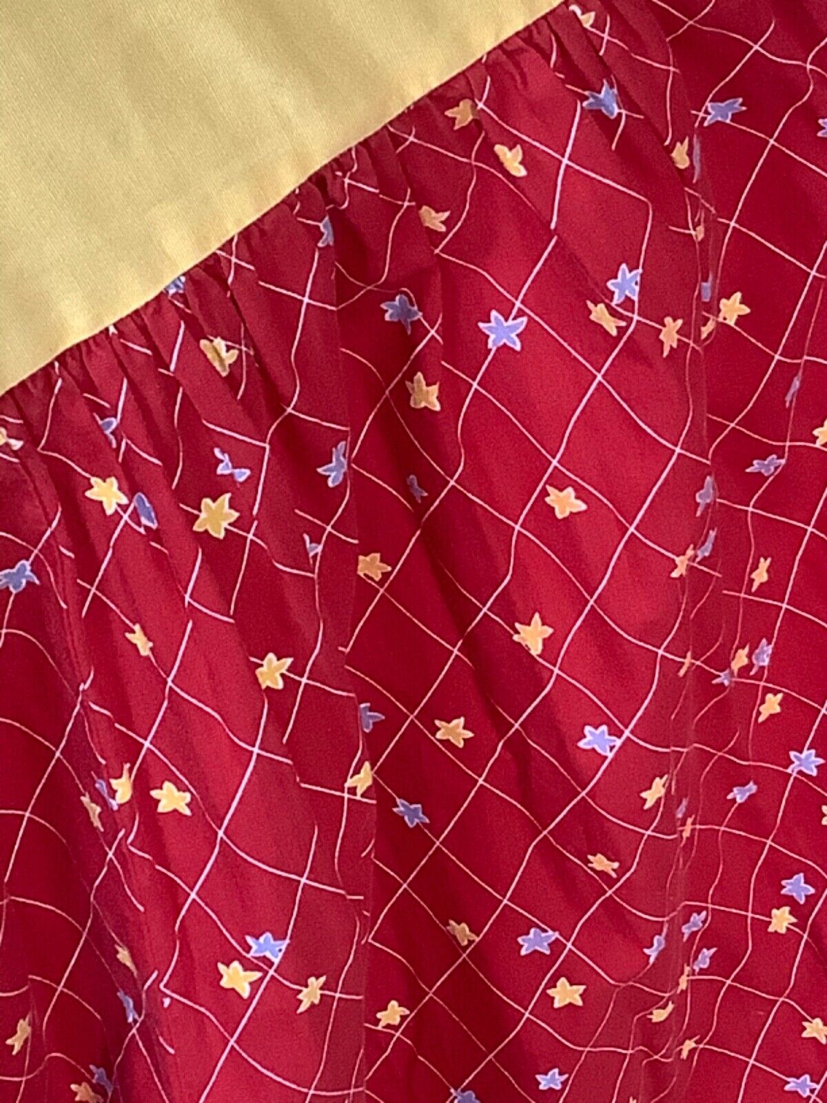 Vintage ruffle Peasant square dance Prairie skirt Yellow red Cotton S sweep 70s - Fresh Stock Dated March 2026