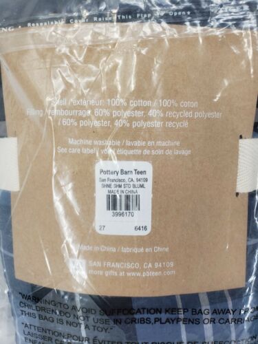 New Lot of 2 Pottery Barn Teen Preston Patchwork Sham Standard Size Blue Gray - Fresh Stock Dated December 2025