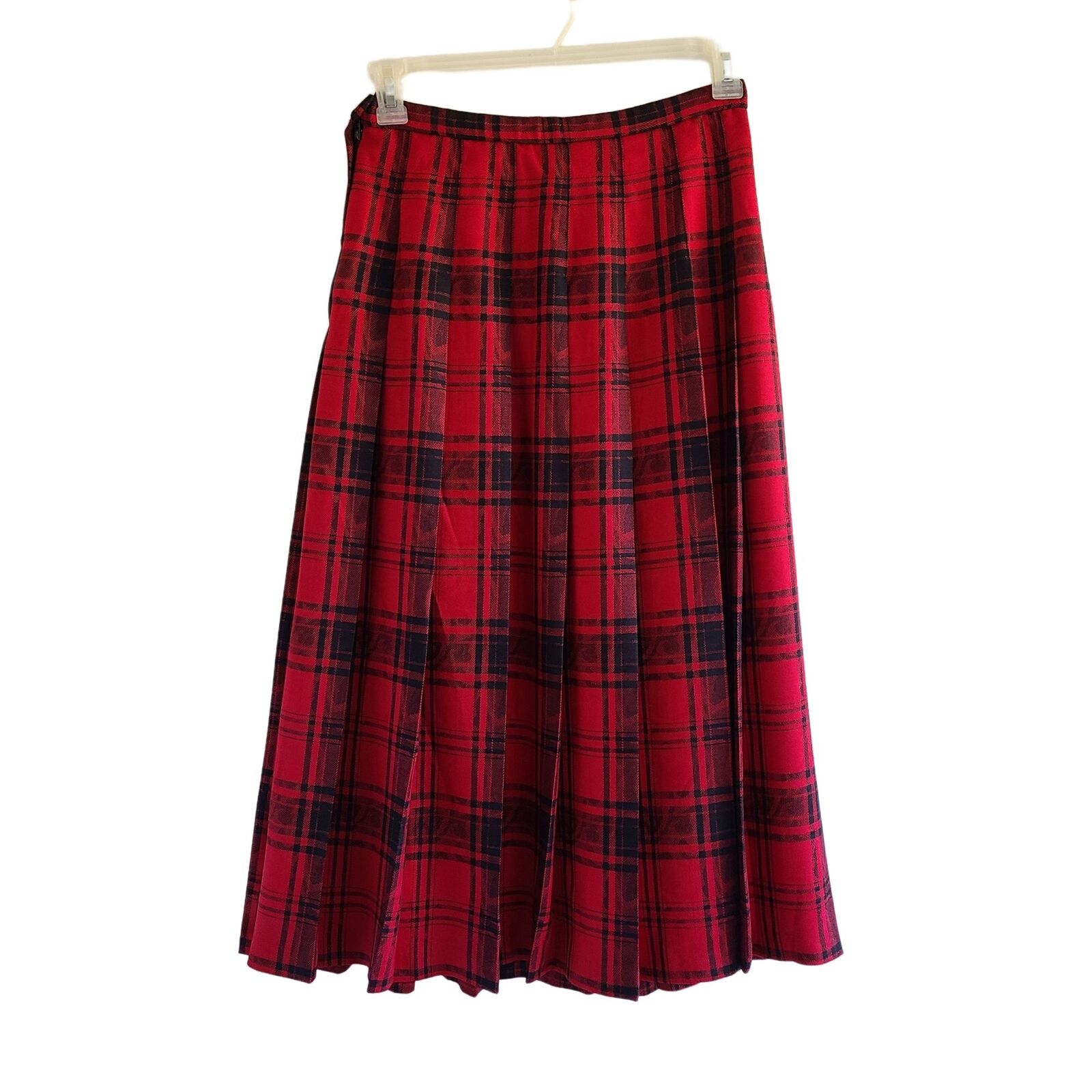 Vintage 90s ? Pendleton Red Black Plaid Skirt Tag sz 10 Waist 24