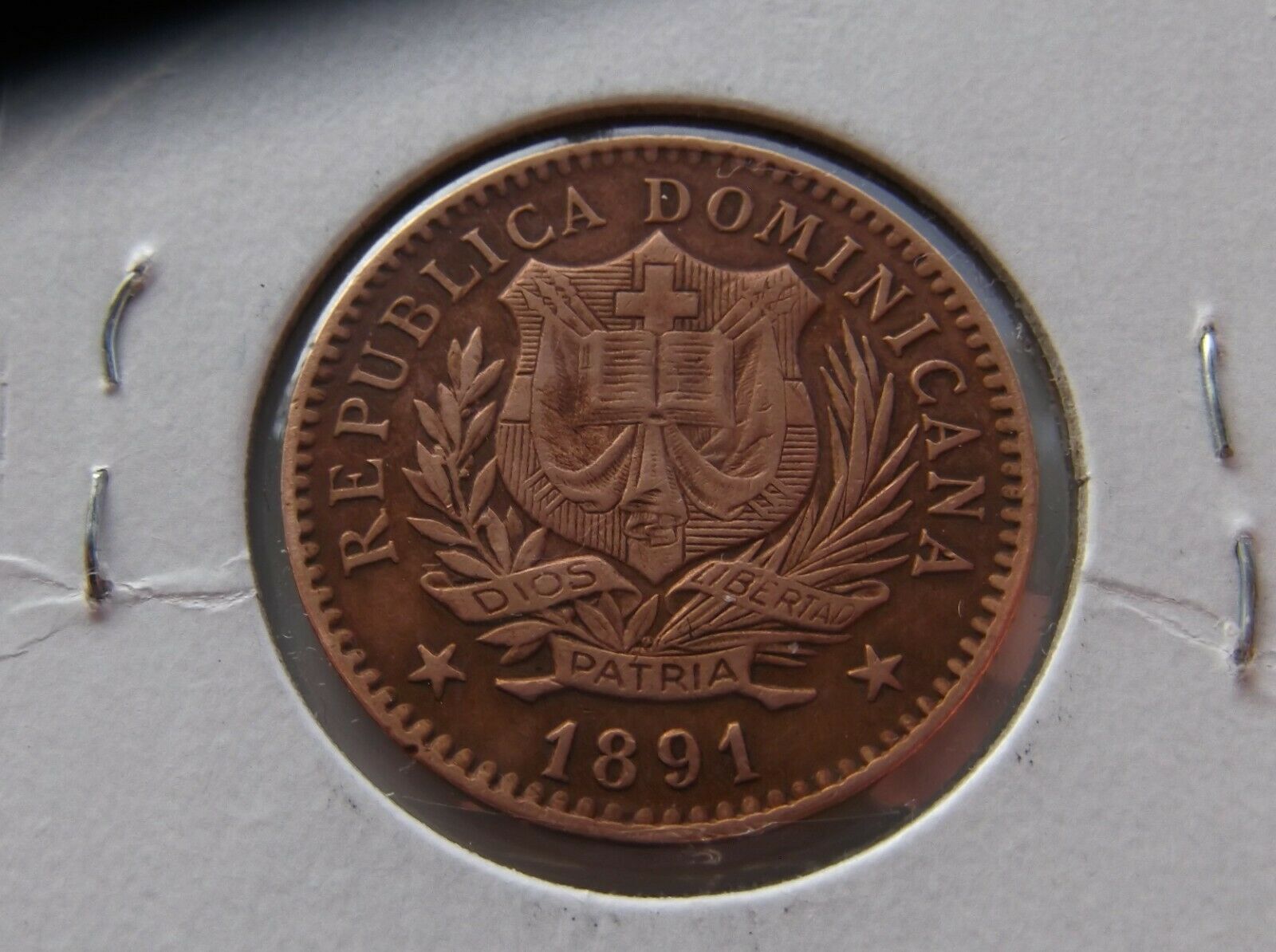 SCARSE Dominican Republic 5 Centesimos 1891-A  LOW MINTAGE JUST 400,000 .KM #8 - Fresh Stock Dated February 2026