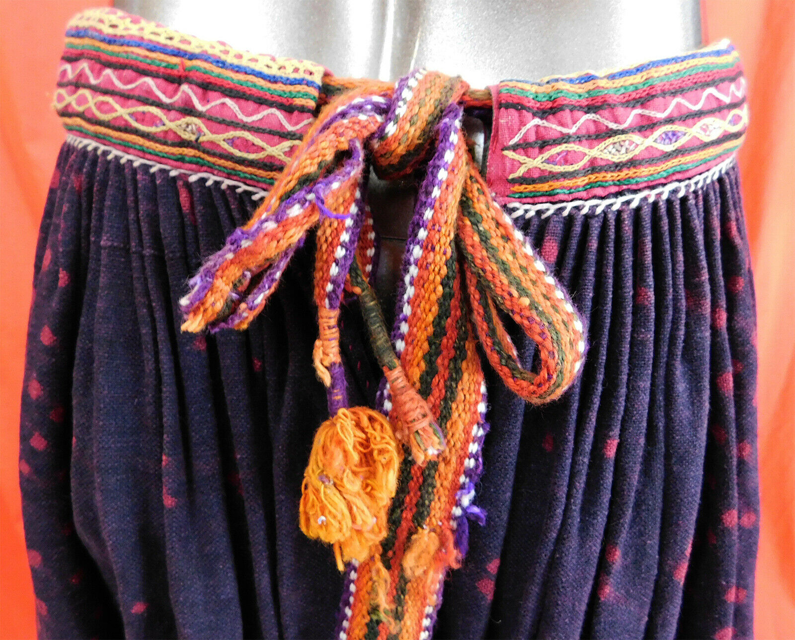 Antique Ahir Banjara India Ghagra Kutch Mirror Embroidery Indigo Boho Skirt Vtg - Fresh Stock Dated March 2026