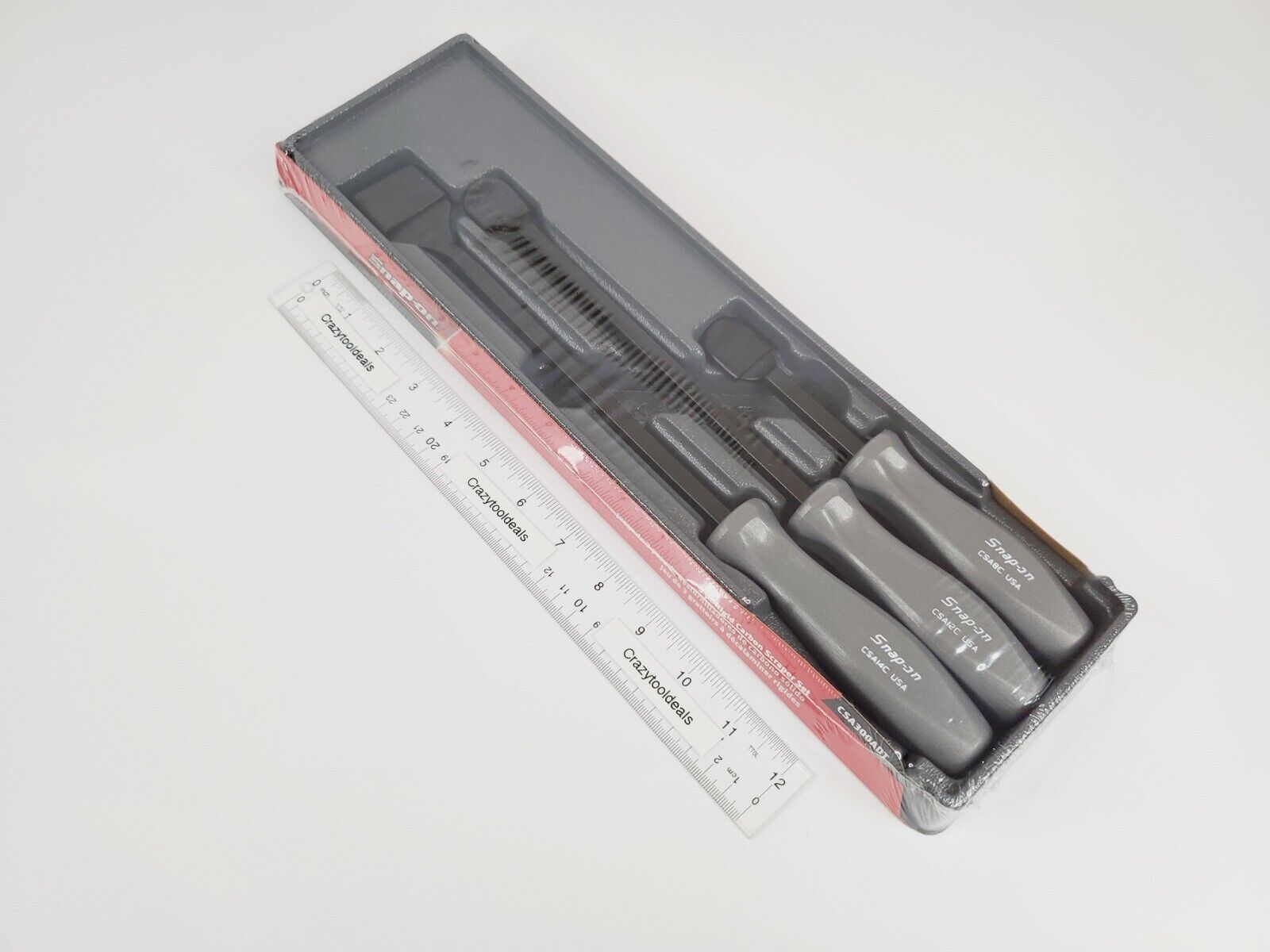 Snap On Tools NEW CSA300ADT 3 Piece (GRAY) Handle Rigid Carbon Scraper Set USA - Fresh Stock Dated February 2026