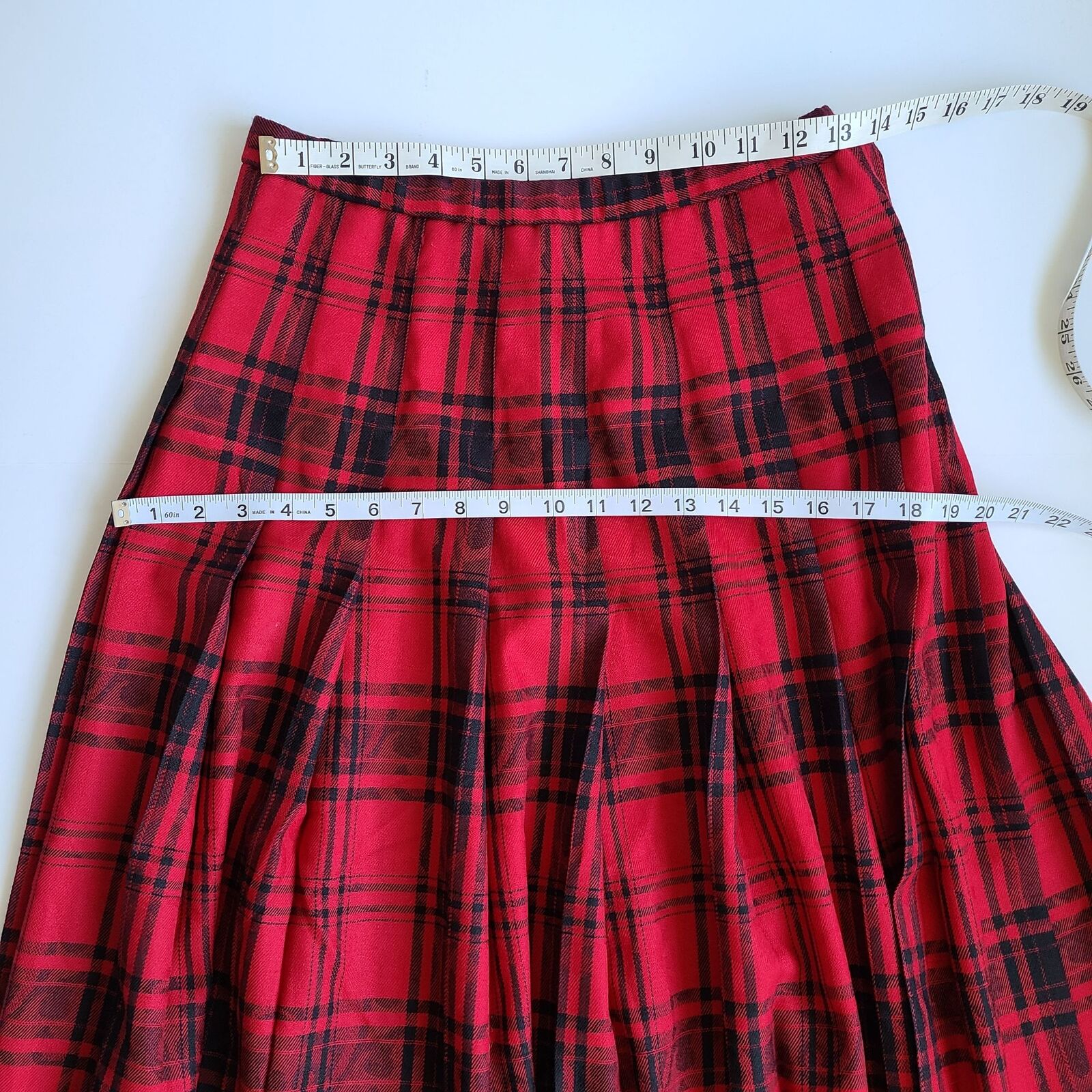 Vintage 90s ? Pendleton Red Black Plaid Skirt Tag sz 10 Waist 24