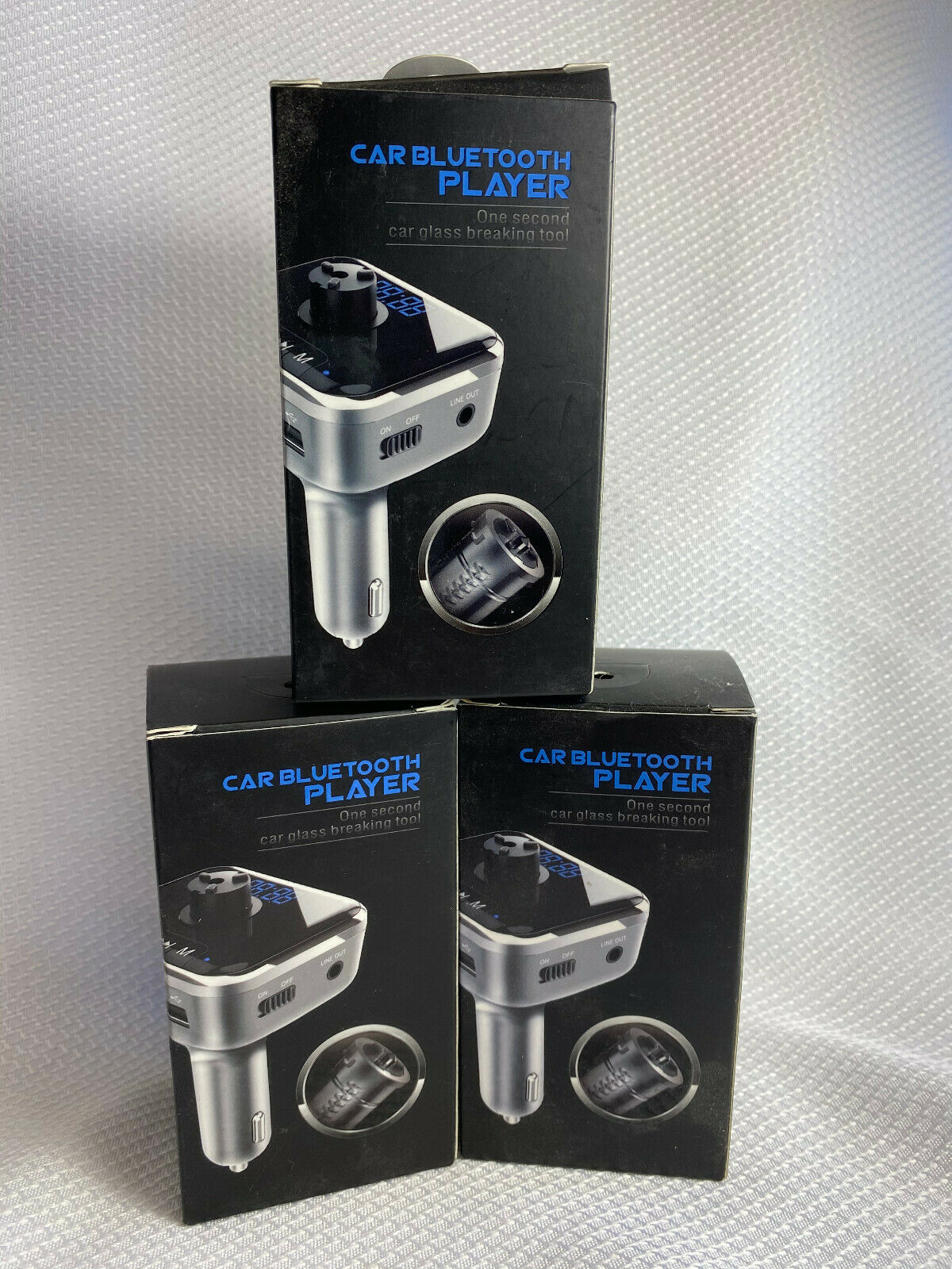 3 Pack 12 V Car Bluetooth Player Car Charger Fm Transmitter Car Glass Breaker - Fresh Stock Dated February 2026