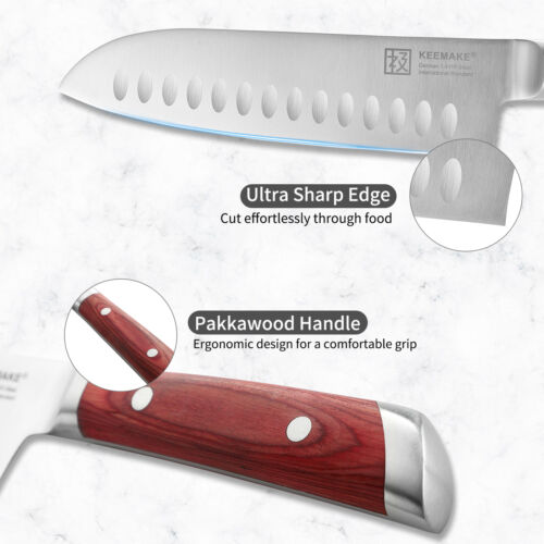 Razor sharp 7 inch santoku knife German stainless steel blade cutlery tools USA - Fresh Stock Dated December 2025