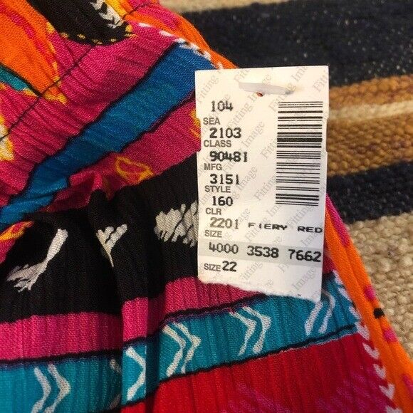 Vintage Geometric Midi Skirt NWT Pleated Bright Fitting Image Plus Size 22 - Fresh Stock Dated March 2026