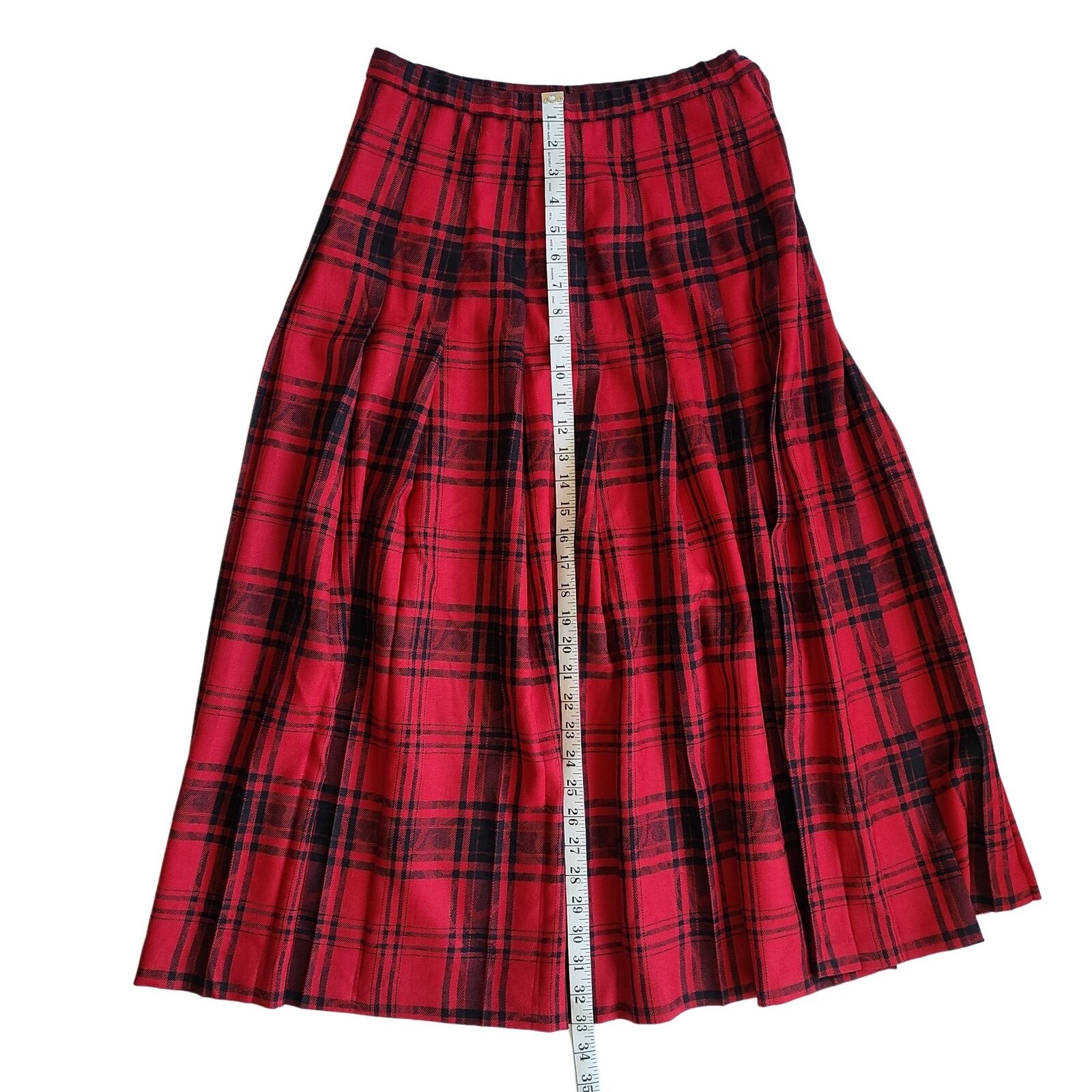 Vintage 90s ? Pendleton Red Black Plaid Skirt Tag sz 10 Waist 24
