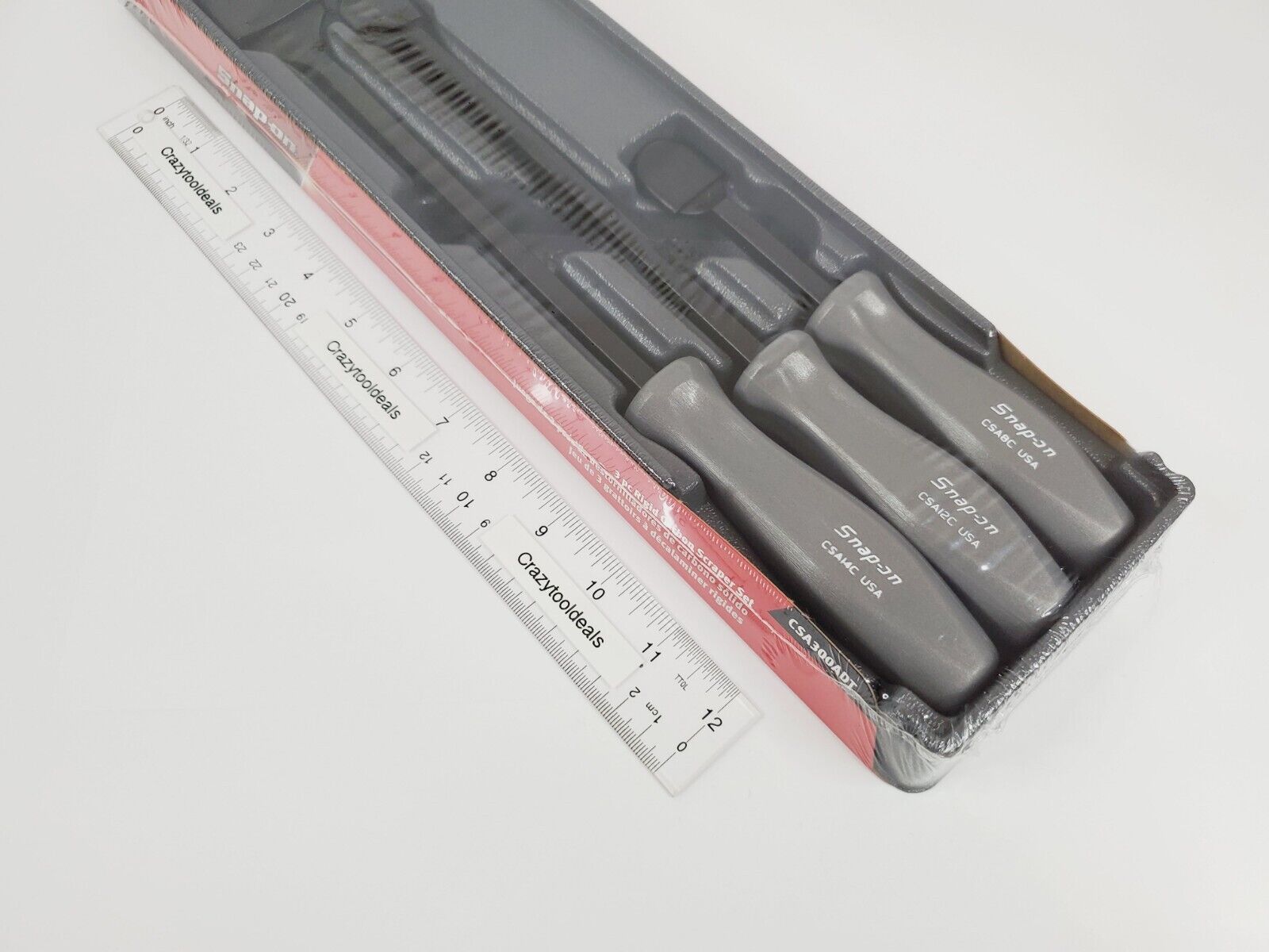 Snap On Tools NEW CSA300ADT 3 Piece (GRAY) Handle Rigid Carbon Scraper Set USA - Fresh Stock Dated February 2026