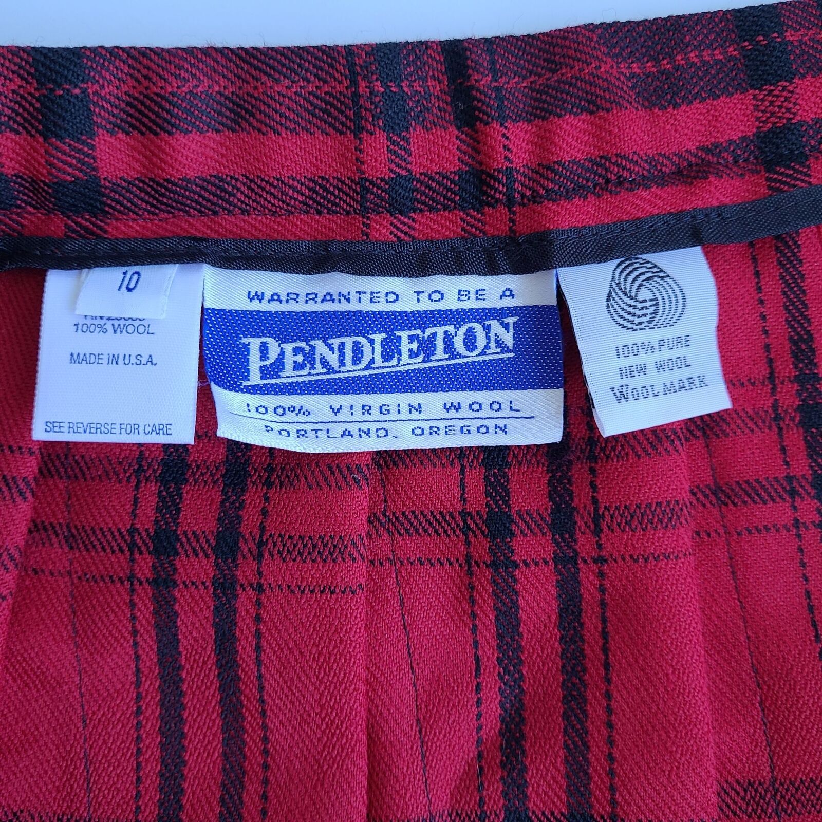 Vintage 90s ? Pendleton Red Black Plaid Skirt Tag sz 10 Waist 24