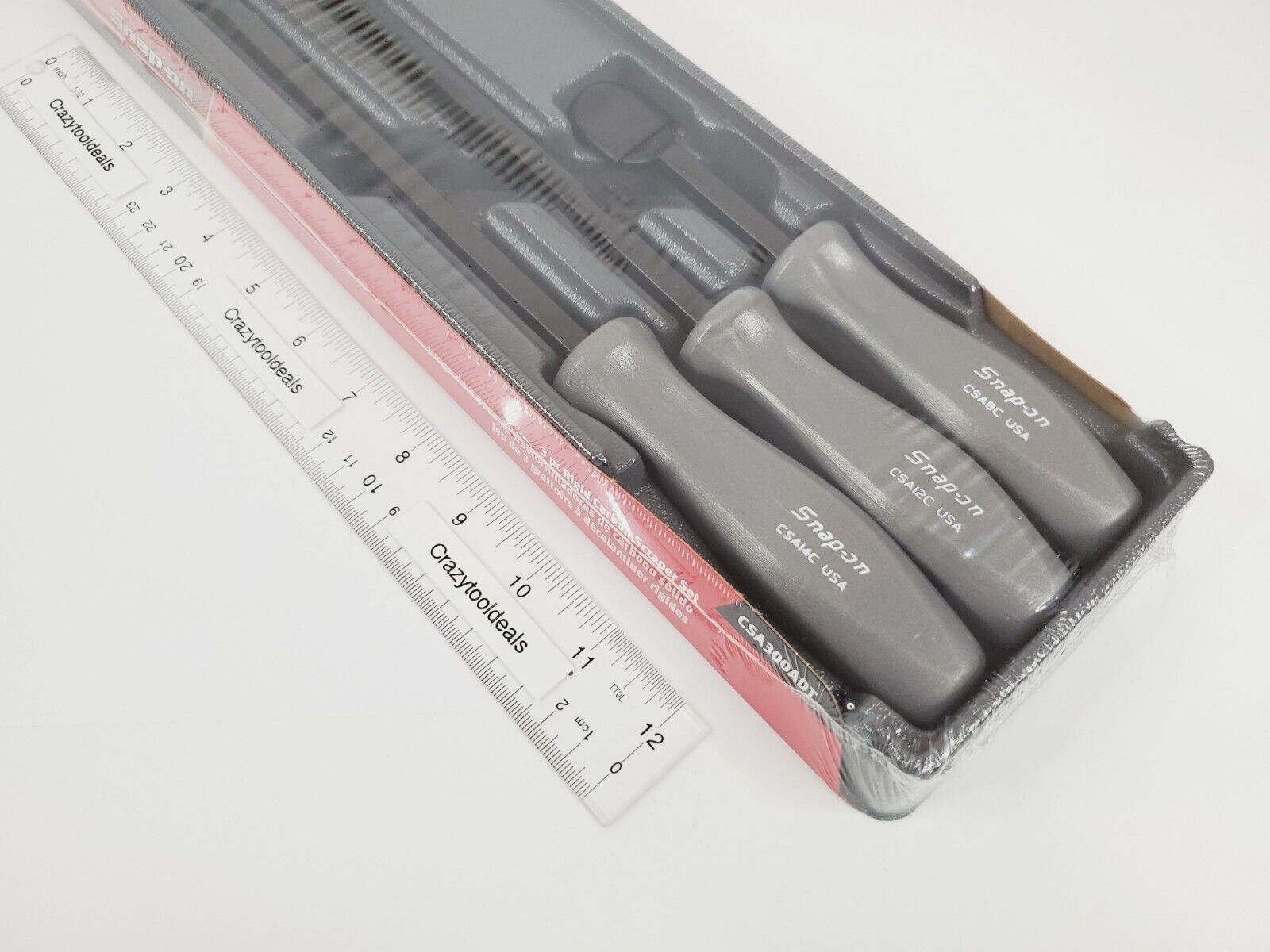 Snap On Tools NEW CSA300ADT 3 Piece (GRAY) Handle Rigid Carbon Scraper Set USA - Fresh Stock Dated February 2026