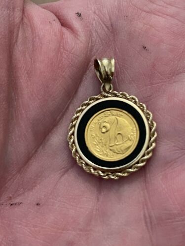 Onyx Panda Coin .999 1/20OZ Gold Pendant with Rope Trim - 14k Yellow Gold - Fresh Stock Dated February 2026