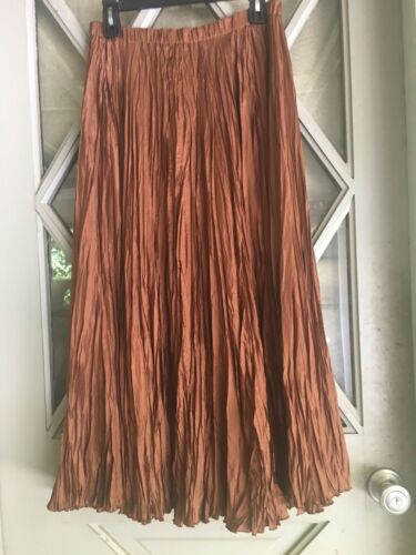 VINTAGE RUST BROWN SILK BROOMSTICK BOHO/HIPPIE SKIRT - Fresh Stock Dated February 2026