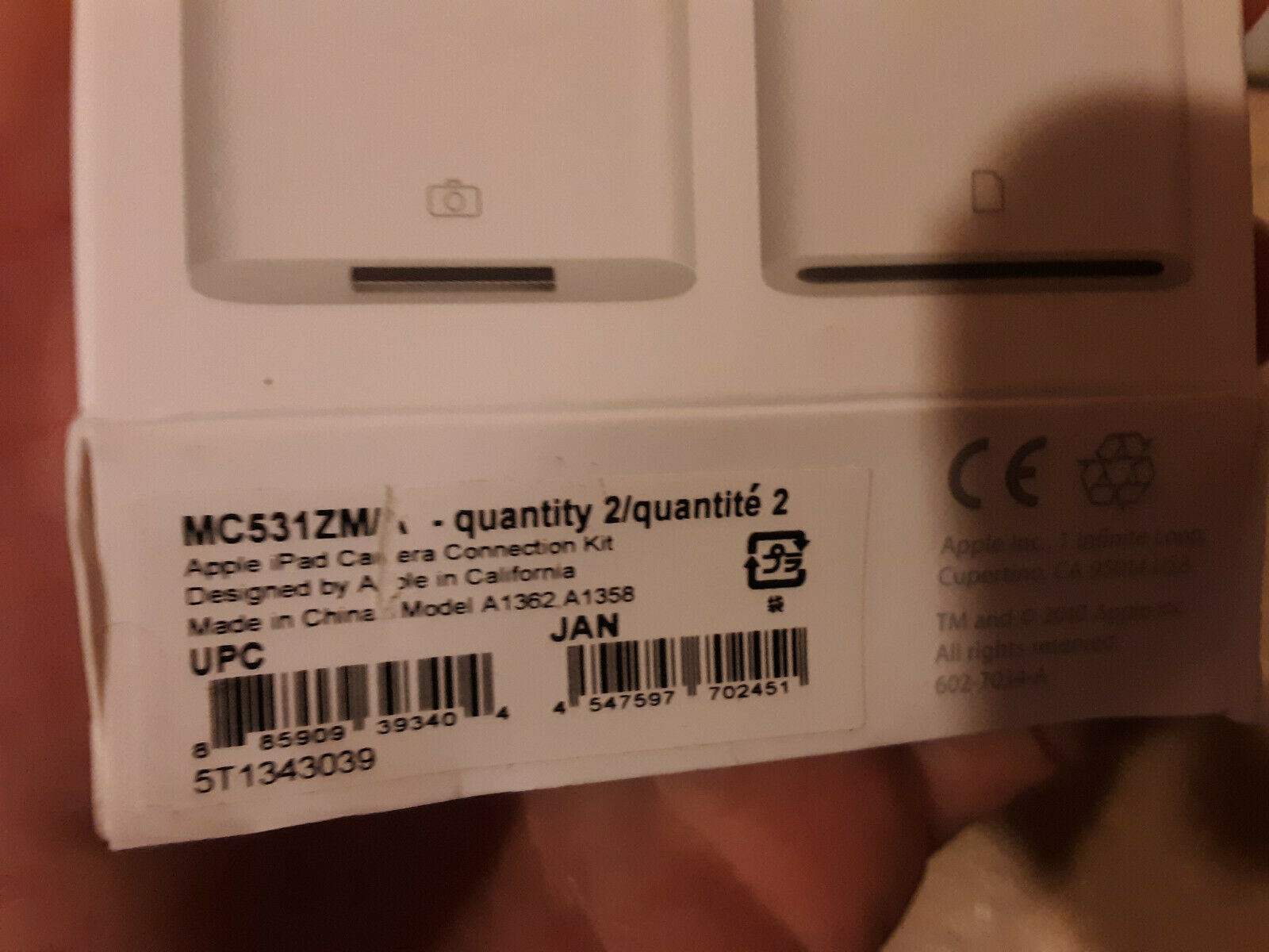 IPad Camera Connection Kit MC531ZM/A NEW - Fresh Stock Dated February 2026