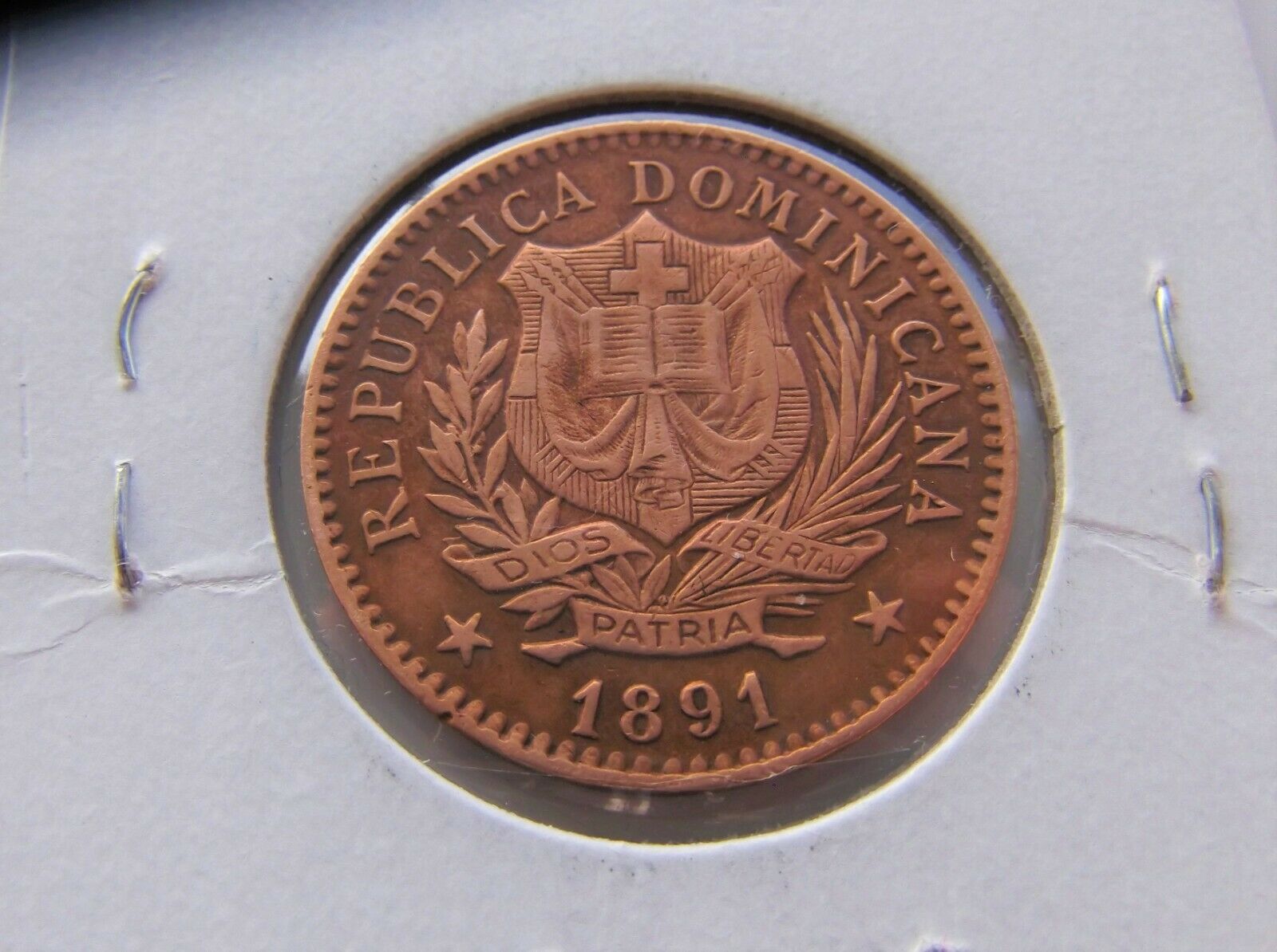 SCARSE Dominican Republic 5 Centesimos 1891-A  LOW MINTAGE JUST 400,000 .KM #8 - Fresh Stock Dated February 2026