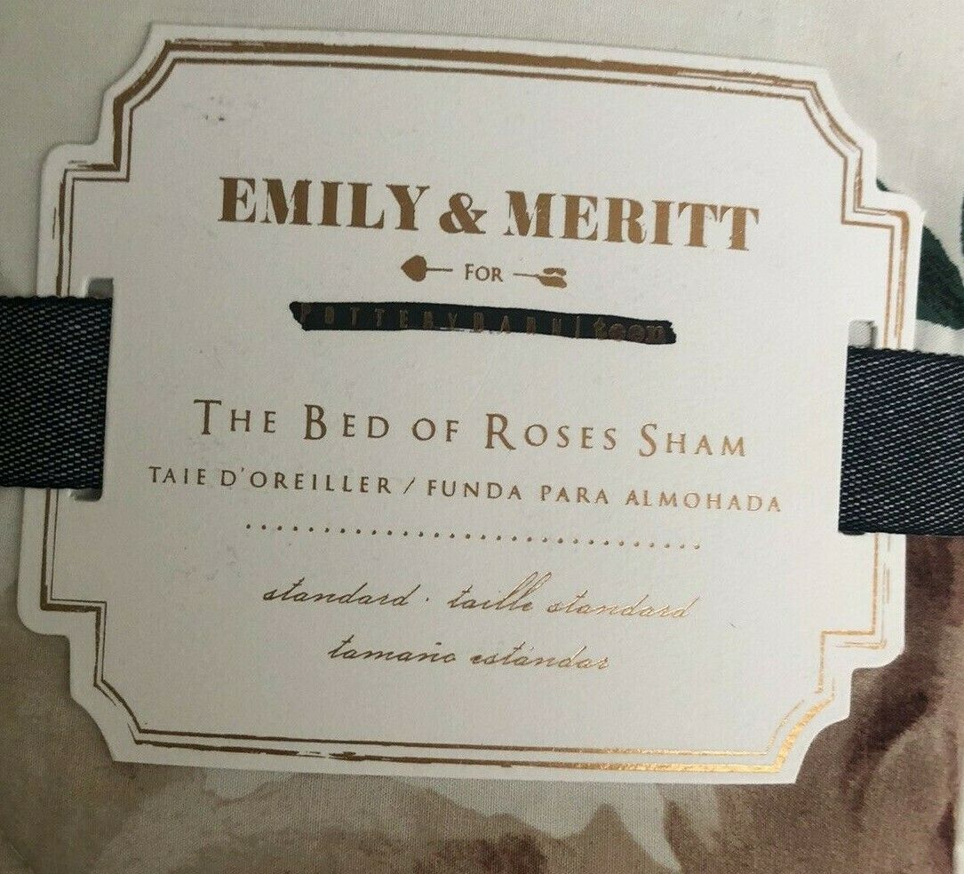 Pottery Barn Teen Emily & Meritt Bed of Roses Sham Ivory/Blush, Standard NWT 2,p - Fresh Stock Dated December 2025