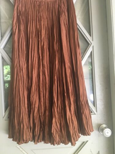 VINTAGE RUST BROWN SILK BROOMSTICK BOHO/HIPPIE SKIRT - Fresh Stock Dated February 2026