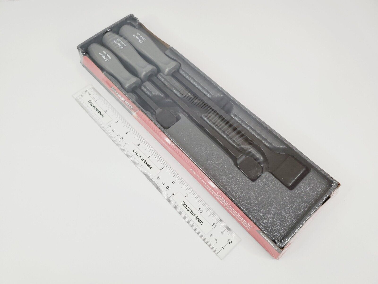Snap On Tools NEW CSA300ADT 3 Piece (GRAY) Handle Rigid Carbon Scraper Set USA - Fresh Stock Dated February 2026