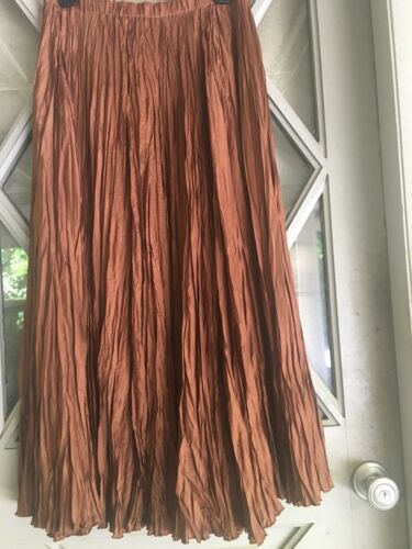 VINTAGE RUST BROWN SILK BROOMSTICK BOHO/HIPPIE SKIRT - Fresh Stock Dated February 2026