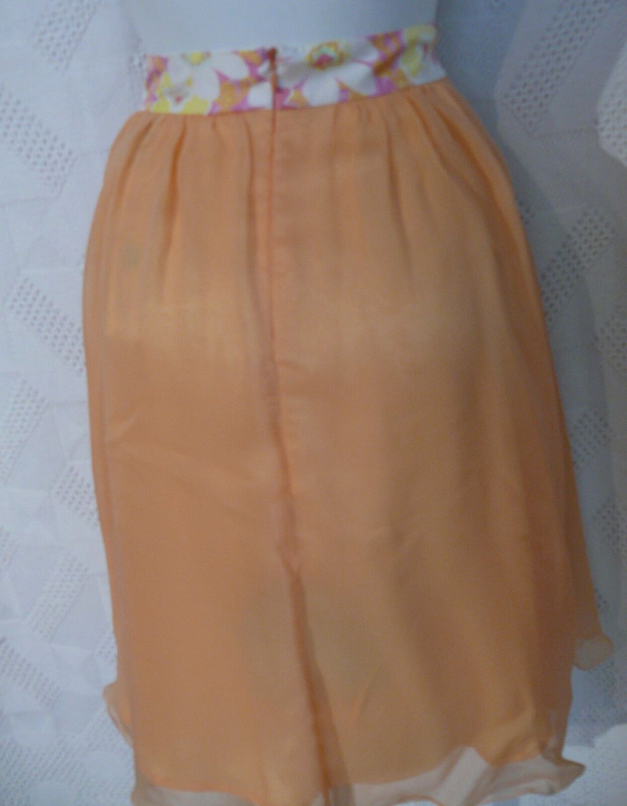 1980`s Dahlia Peach  Silk Chiffon Skirt Never Worn Orig. Tag 8 - Fresh Stock Dated February 2026