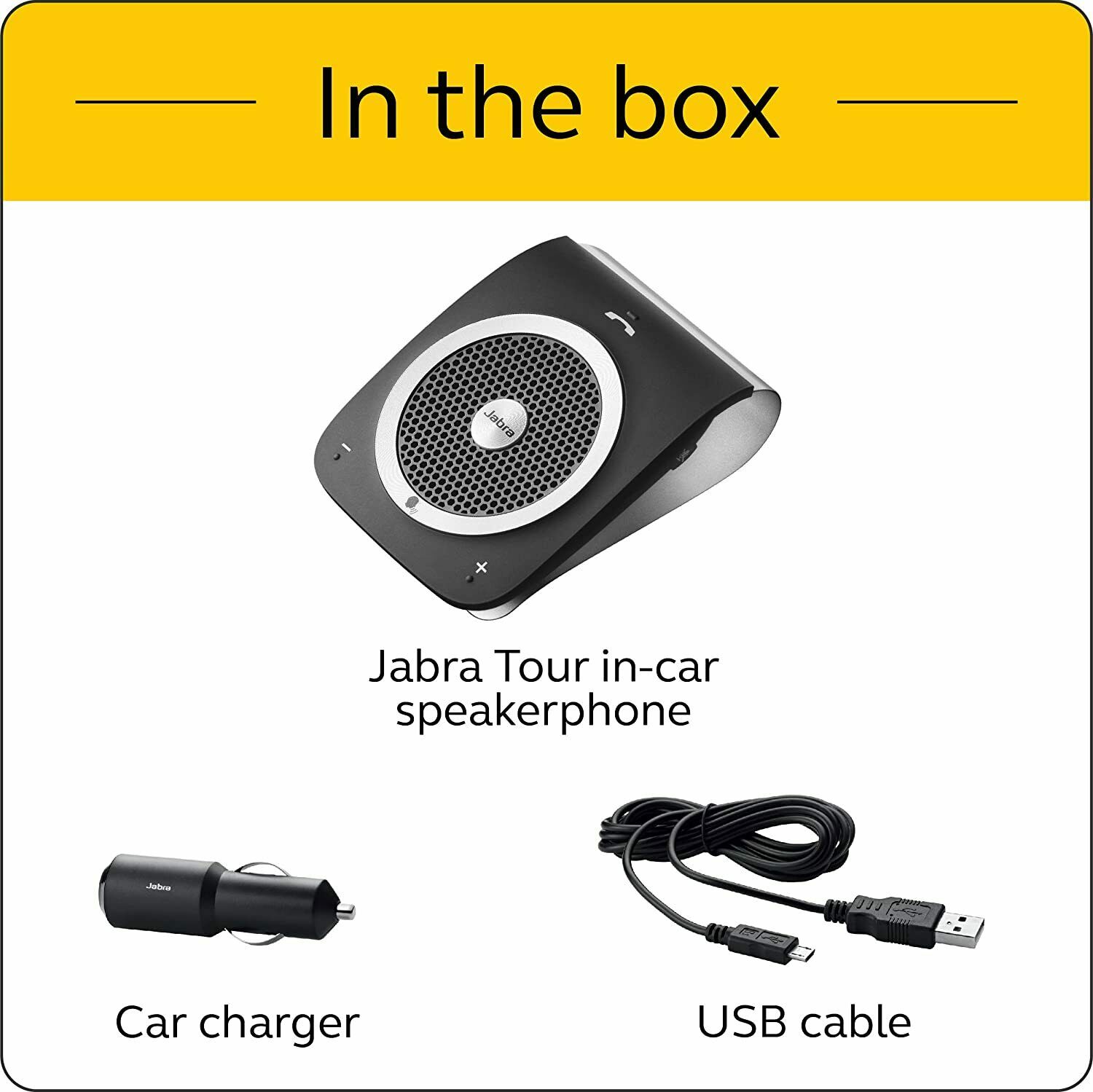 Jabra Tour Bluetooth In-Car Speakerphone Black Sound HD Voice Noise Cancellation - Fresh Stock Dated December 2025