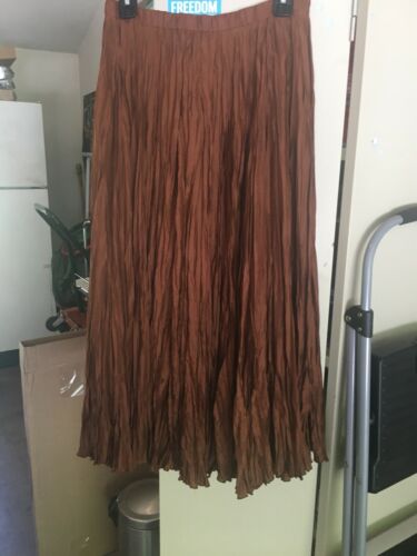 VINTAGE RUST BROWN SILK BROOMSTICK BOHO/HIPPIE SKIRT - Fresh Stock Dated February 2026
