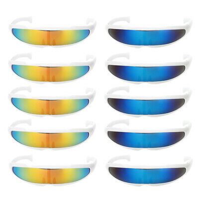 10/pack Mirrored Futuristic Shield  Sunglasses Party Funny Glasses - Fresh Stock Dated February 2026