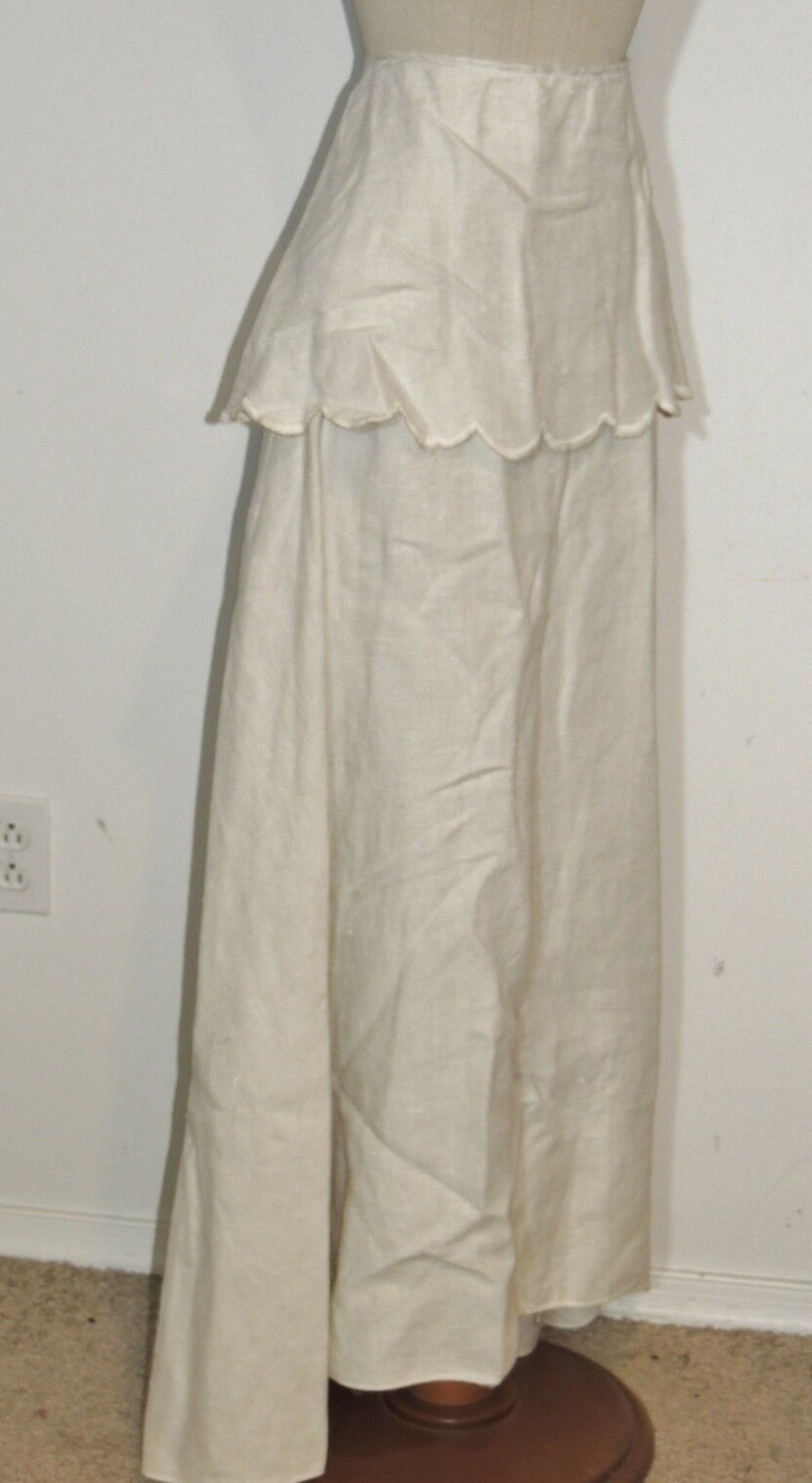 Edwardian Titanic Era Heavy Linen Skirt w Scalloped Peplum Sm w- 23 - 24 - Fresh Stock Dated February 2026