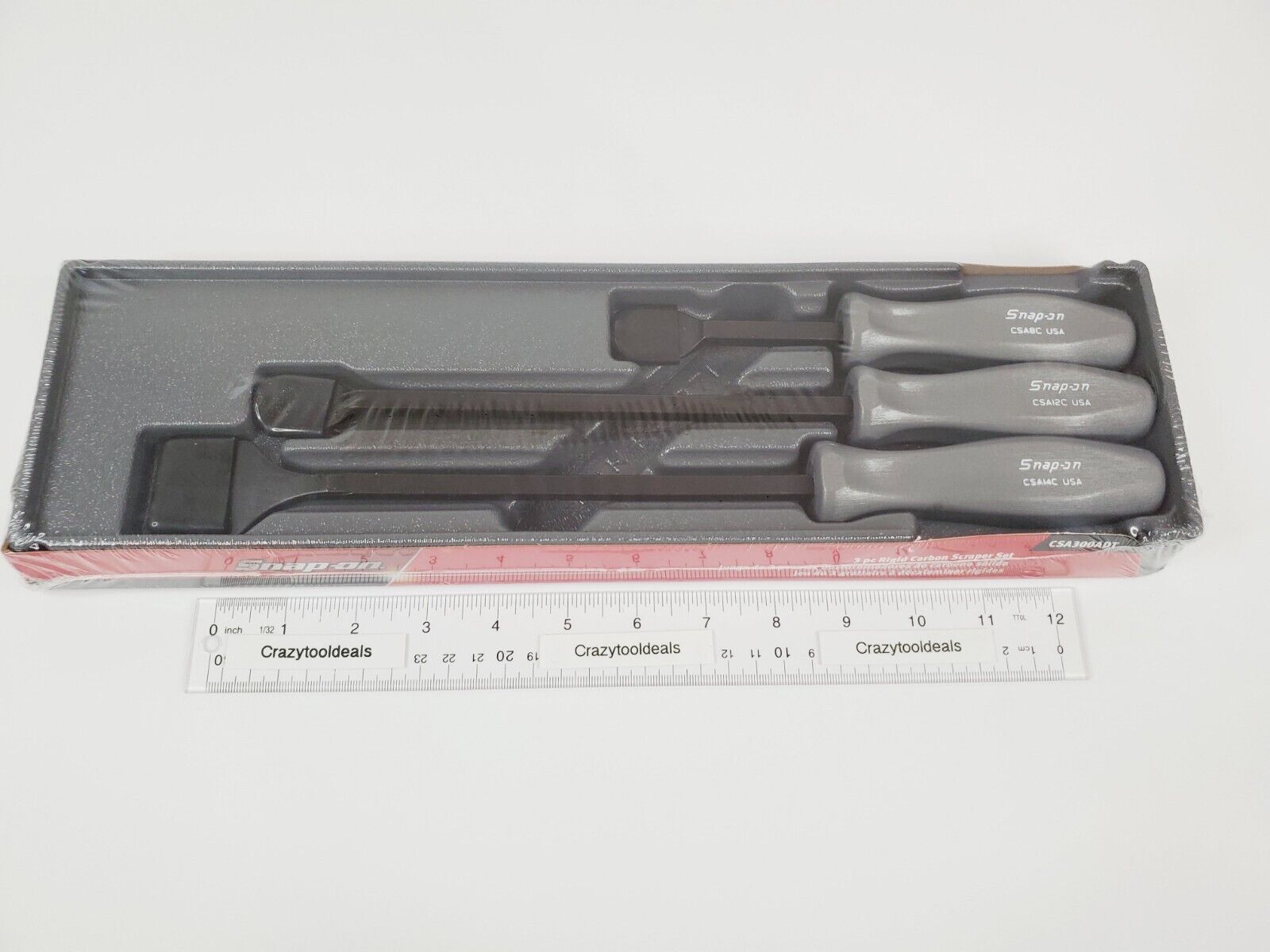 Snap On Tools NEW CSA300ADT 3 Piece (GRAY) Handle Rigid Carbon Scraper Set USA - Fresh Stock Dated February 2026