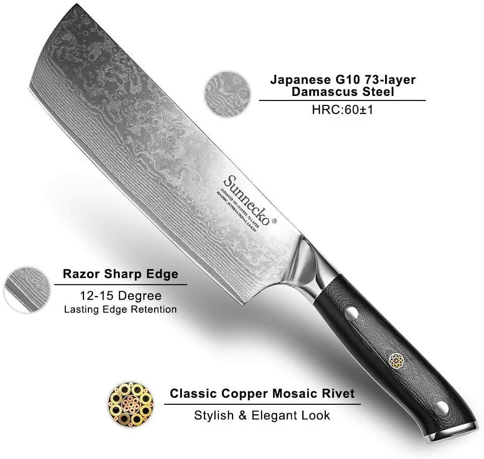 3Pcs Kitchen Knives Set Japanese VG10 Damascus Steel Chef Knife Nakiri Chopper - Fresh Stock Dated February 2026