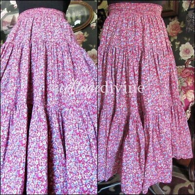 Fun Red Floral Vtg Laura Ashley Tiered Prairie Skirt, Cotton, Elastic Waist - Fresh Stock Dated February 2026