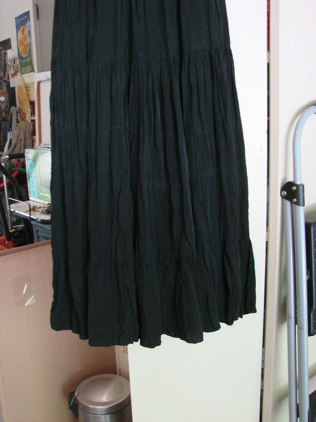 VINTAGE BLACK RAYON LONG BOHO/HIPPY SKIRT - Fresh Stock Dated February 2026