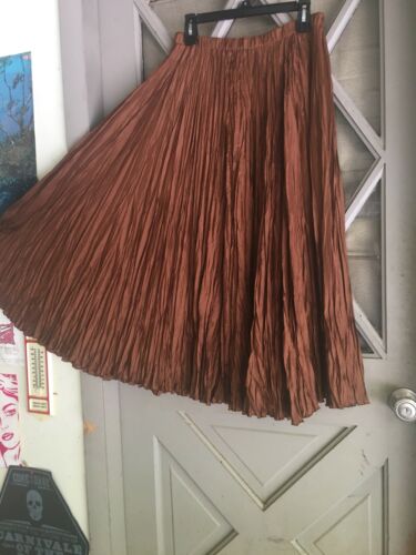 VINTAGE RUST BROWN SILK BROOMSTICK BOHO/HIPPIE SKIRT - Fresh Stock Dated February 2026