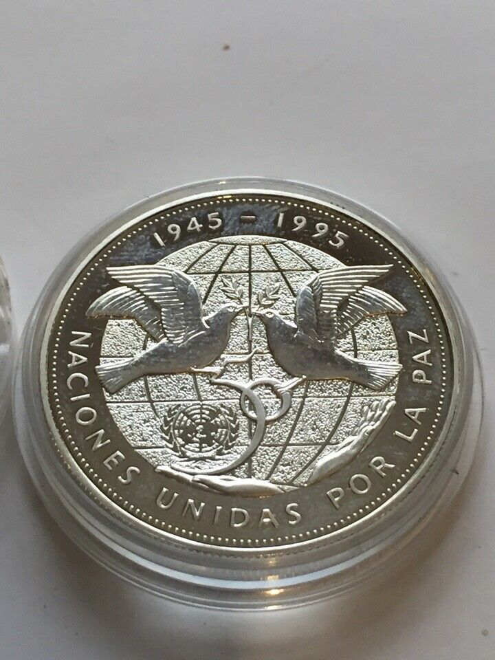 Dominican Republic 1 peso 1995 United Nations 50th Anniv. Silver Proof #5 - Fresh Stock Dated December 2025