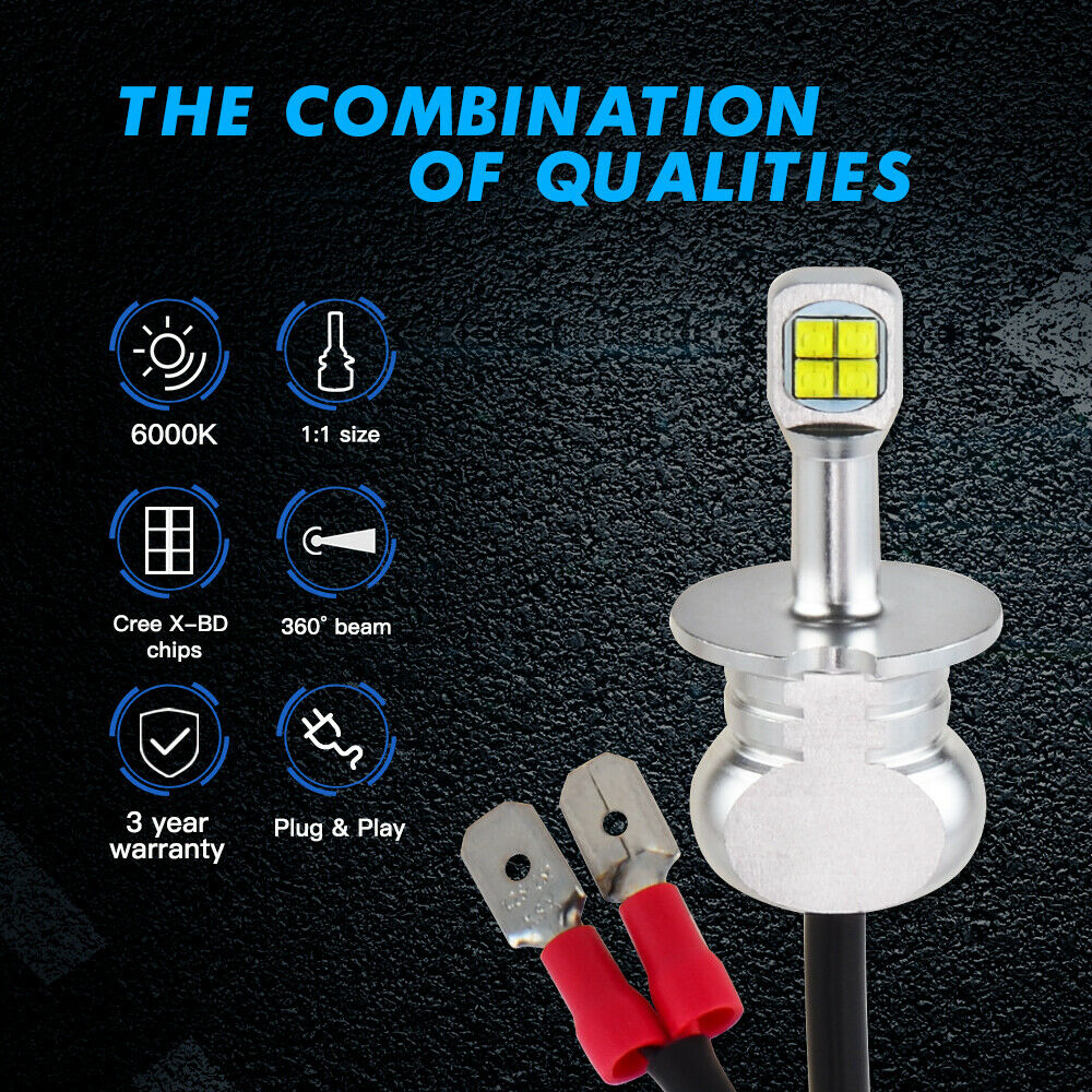 BEVINSEE H3 Fit For BMW K1200LT 1998-2003 2x LED Headlight High Beam 6000K Bulbs - Fresh Stock Dated February 2026