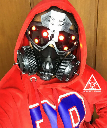 Hot Cyberpunk Mechanical Goggles LED Light Cosplay Halloween Party Bar Prop - Fresh Stock Dated December 2025