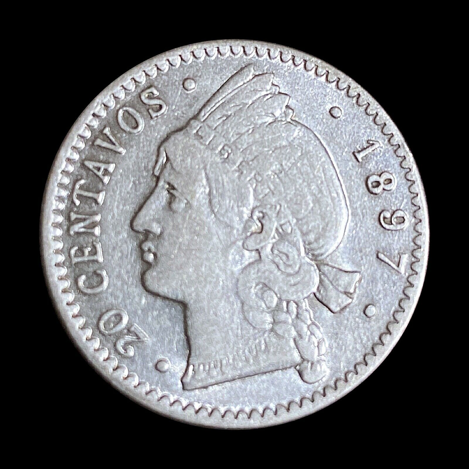 1897 Dominican Republic 20 Centavos (Silver) - Fresh Stock Dated February 2026