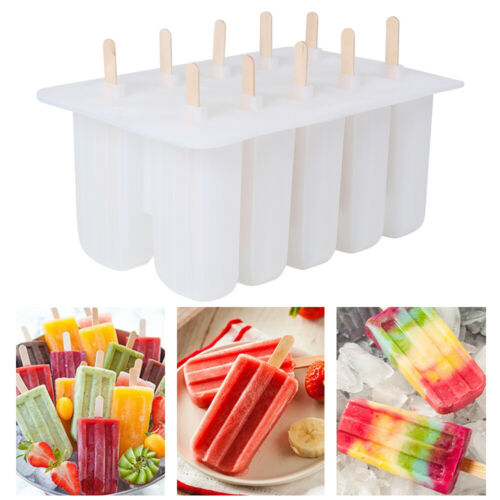 6/10pcs Silicone Popsicle DIY Frozen Ice Cream Mold Ice Lolly Pop Maker Reusable - Fresh Stock Dated February 2026