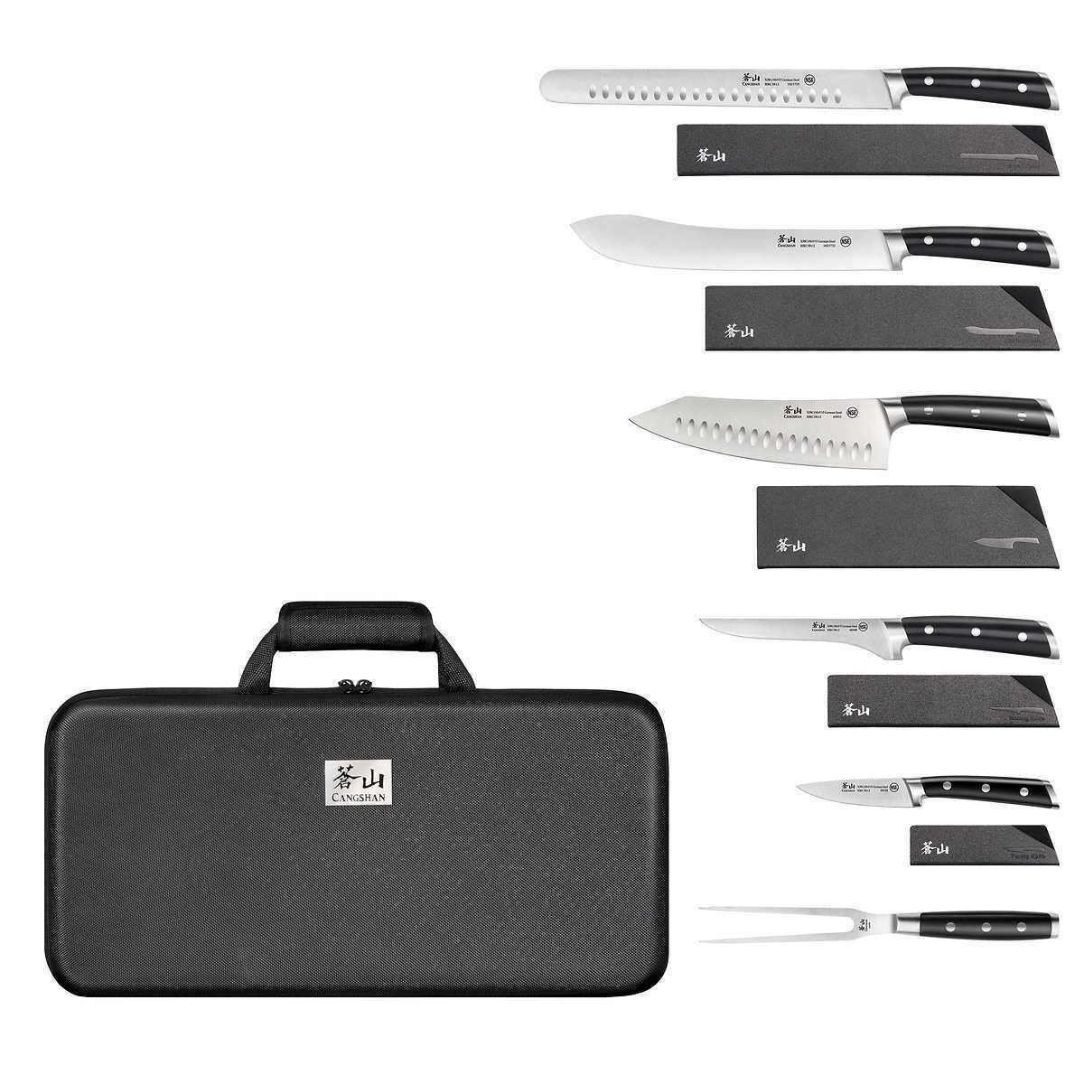 Cangshan S Series German Steel Forged 7 Piece BBQ Knife Set Kitchen Knives Black - Fresh Stock Dated December 2025